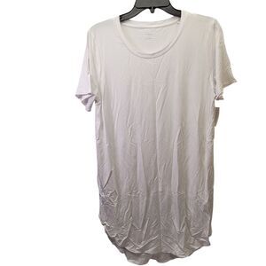 Daily Ritual Women's White Short Sleeve Hi Lo Long T-Shirt Size Large